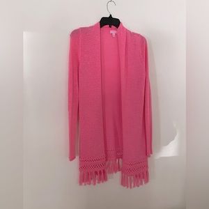 Lilly Pulitzer fringed cardigan XS hot pink